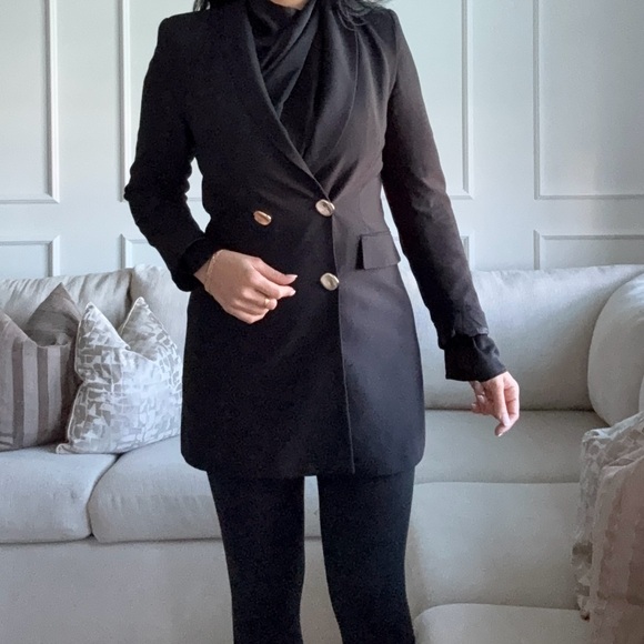 Zara Black Double-Breasted Blazer - Picture 3 of 6